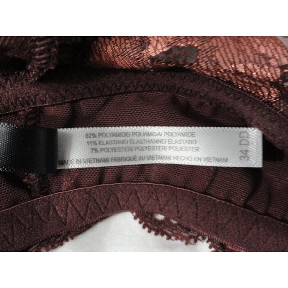 Adore Me Bra Lace Racer Back Plunge Front Close Pushup Brown Women's Size 34DD - Picture 10 of 11